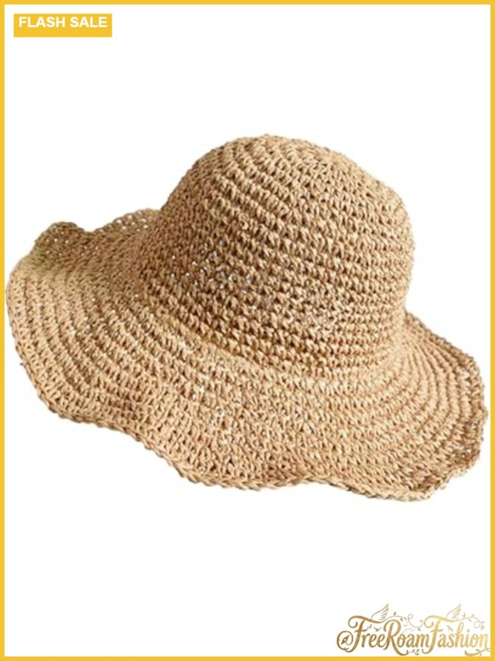 Women's Straw Wide Brim Sun Hat Floppy Beach Bucket UV Protection